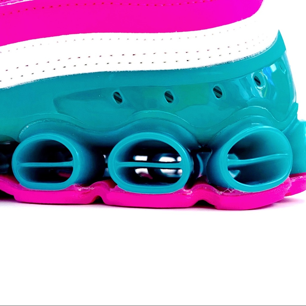 🆕 Adidas Microbounce T1 Sneakers Shoes Pink Green - Picture 2 of 12